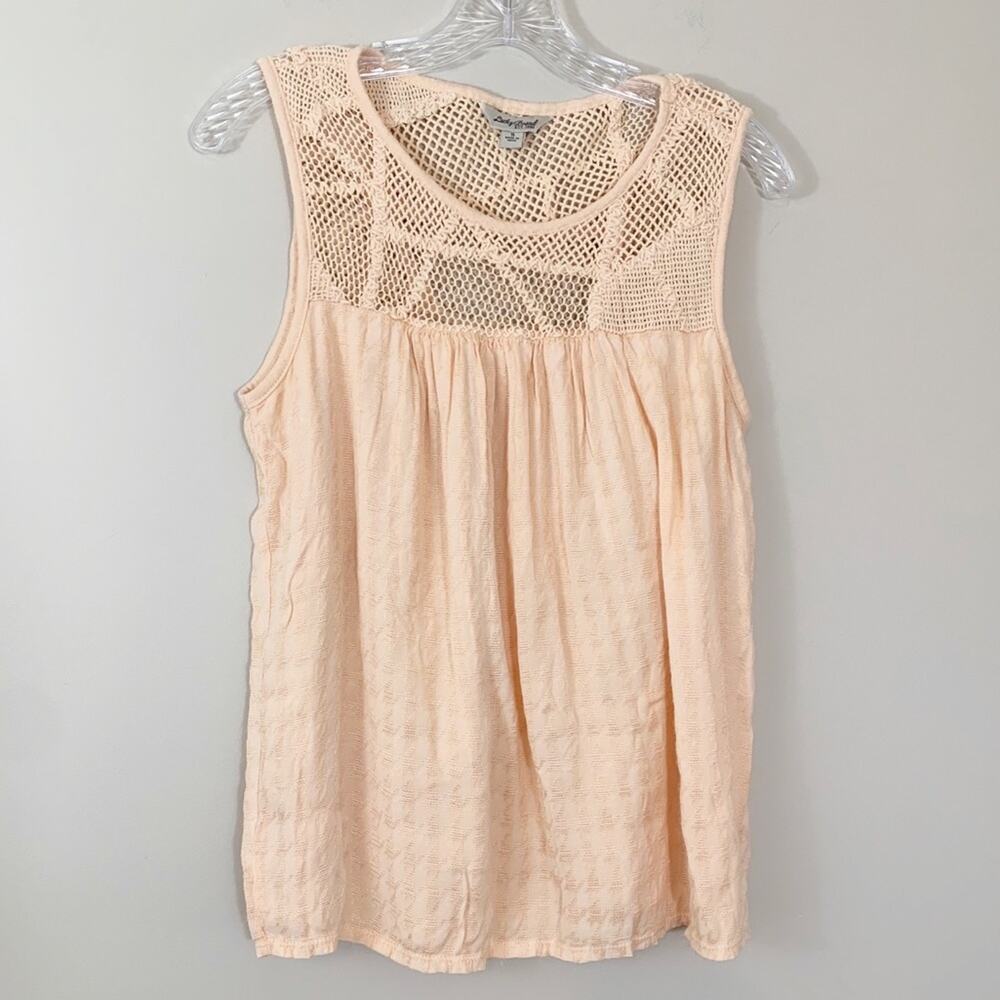 Lucky Brand Peach Embroidered Swing Tank